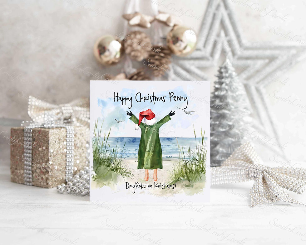 Thumbnail: Personalised Swimming Drying Robe Christmas Card