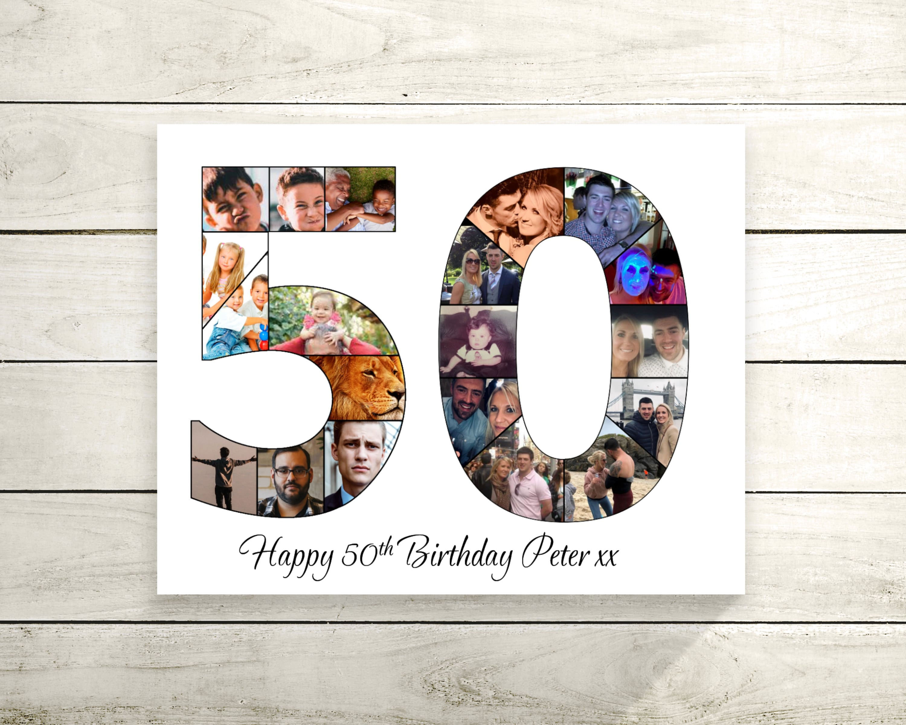 Personalized 50th Birthday Photo Collage Print or Card
