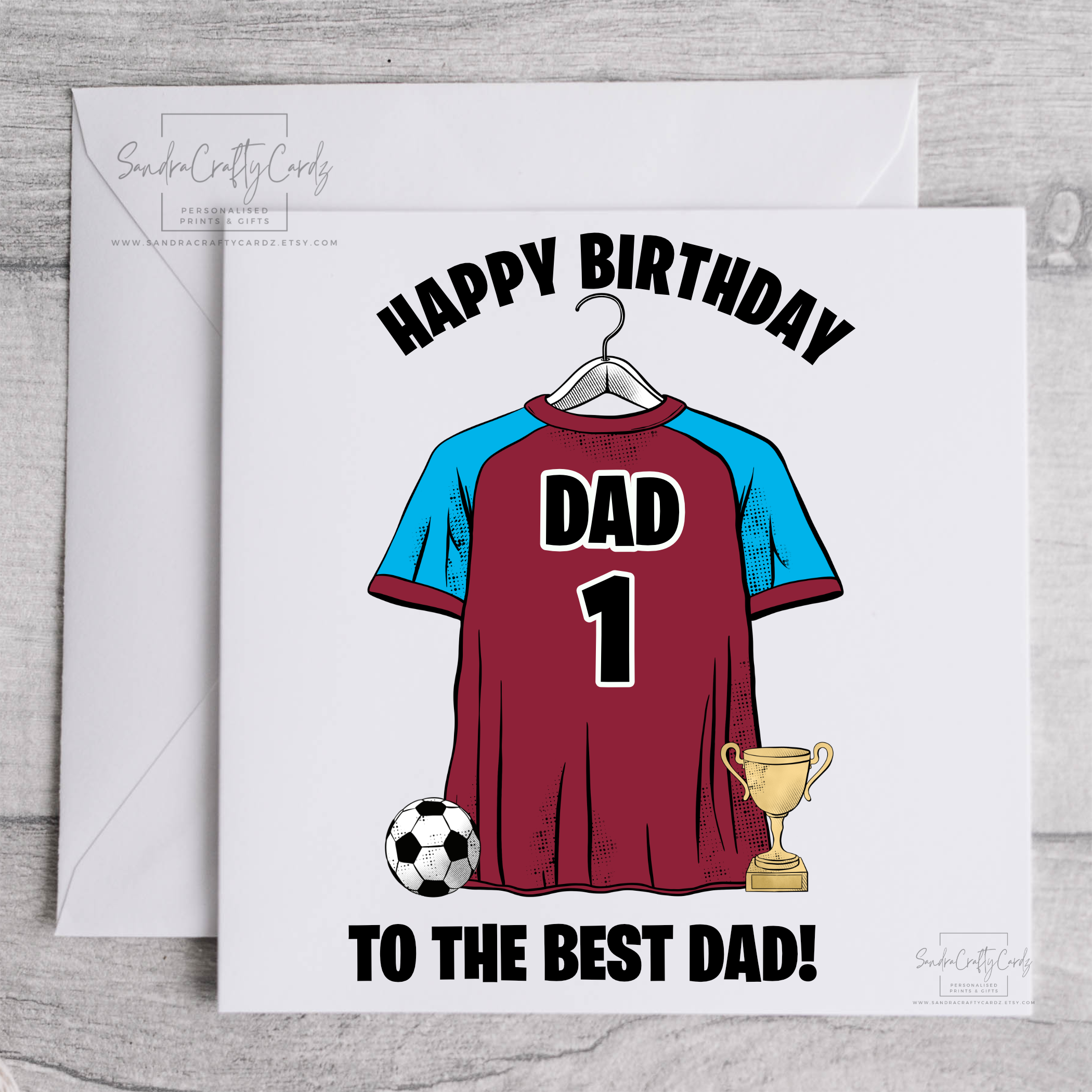 Custom Football Birthday Card for Dad Grandad Grandson Personalised Name & Age
