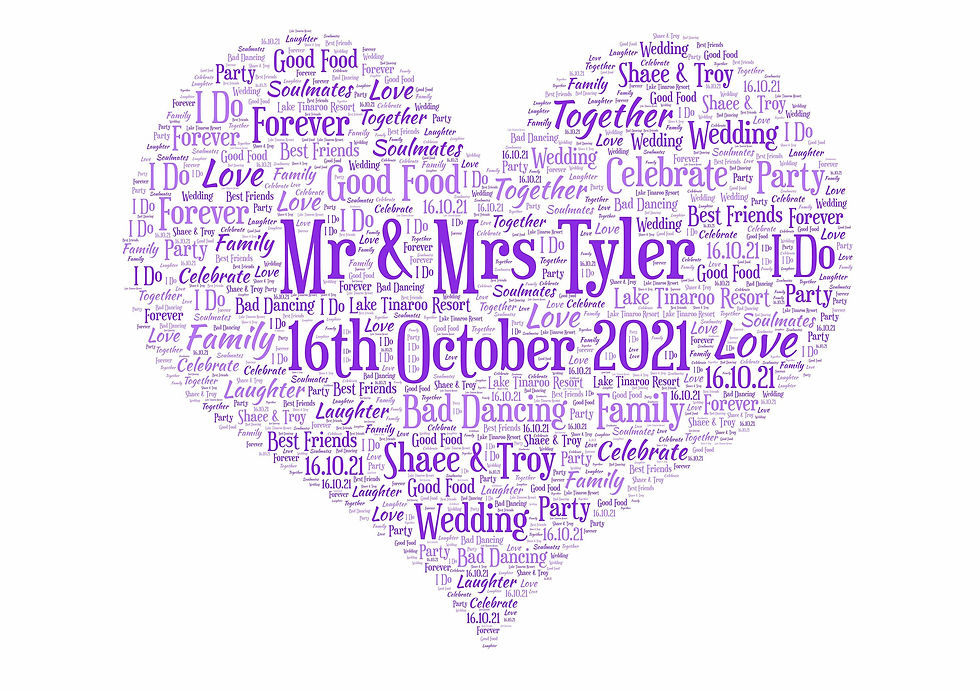 Thumbnail: Personalized Wedding Word Art Print, Anniversary Gift