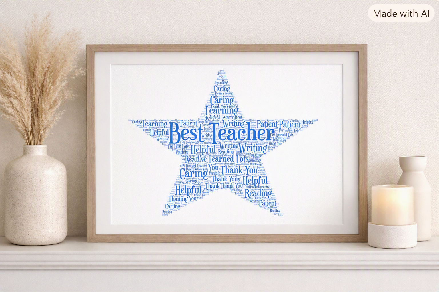 Custom Star Word Art – Personalised Teacher Gift for End of Term, Nursery