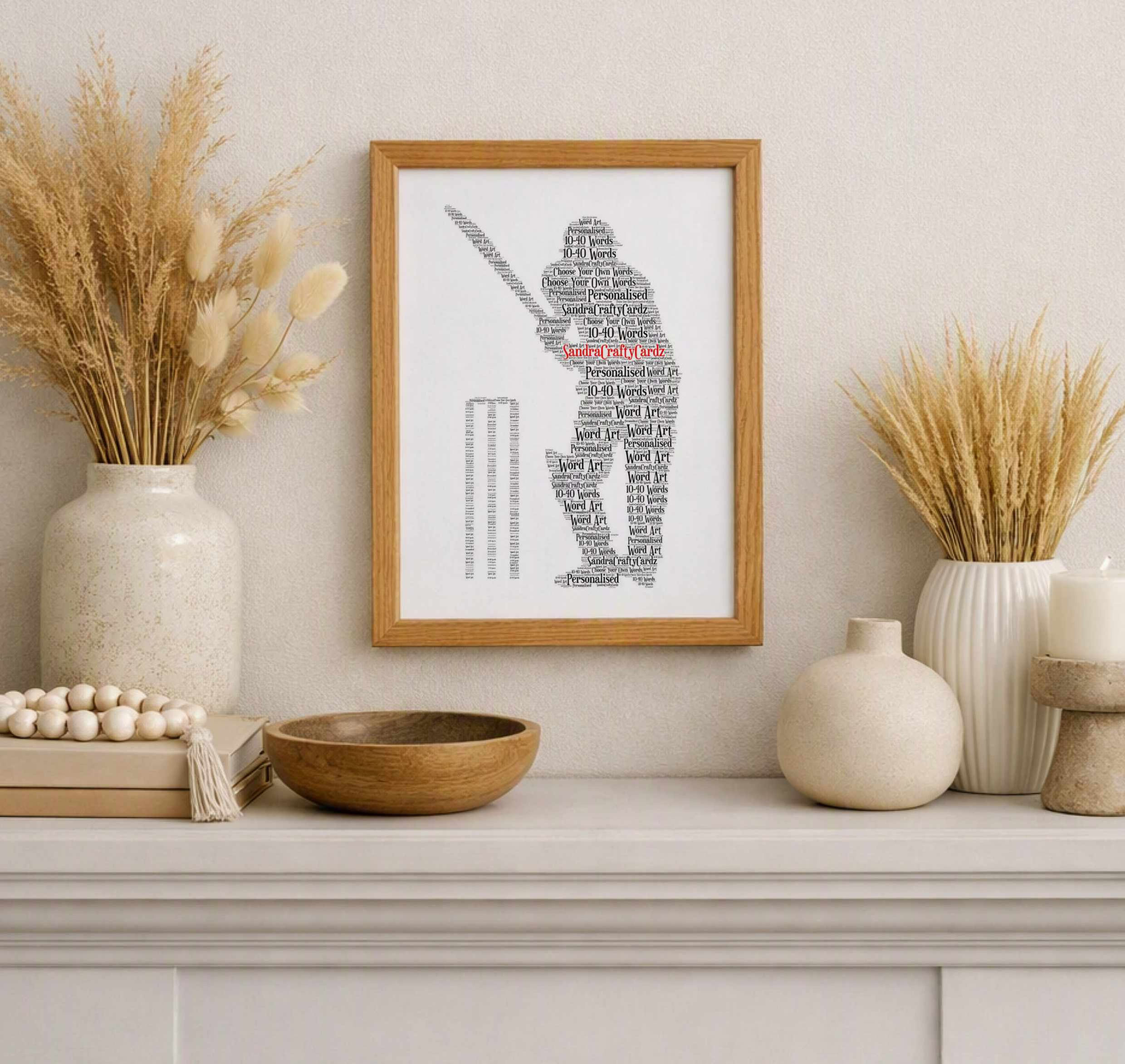 Personalized Cricket Player Word Art Print: Sports Gift