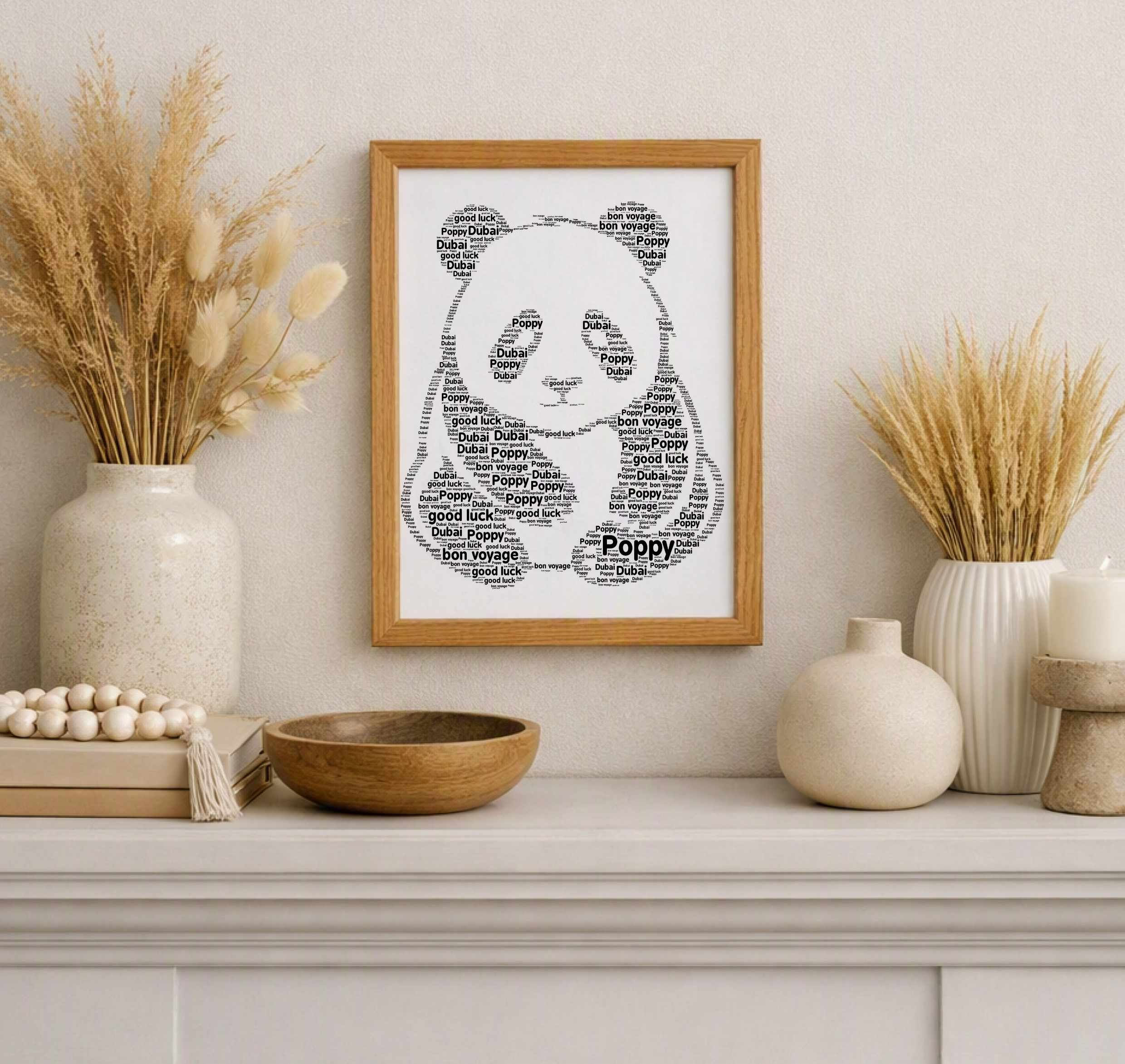 Personalized Panda Word Art Print: Custom Birthday Gift