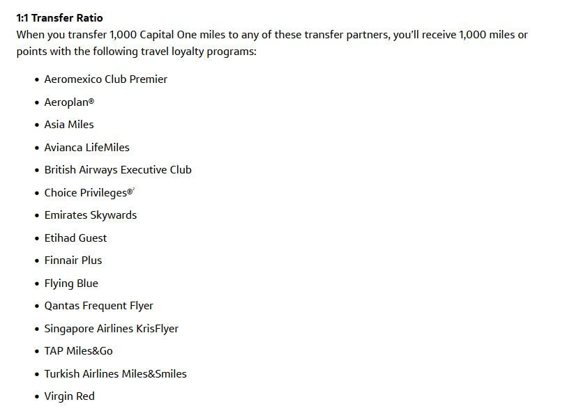 Capital One airline partners list