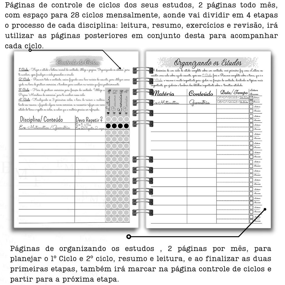 Miniatura: Planner de Estudos EMF - Mármore - Planejamento estratégico - A5