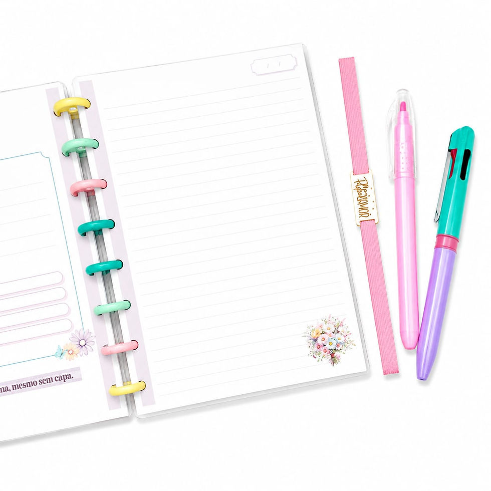 Miniatura: Caderno Lovedisc Floral Fundo Rosa