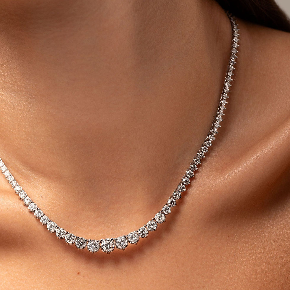 Thumbnail: 15 CTW Created Moissanite Graduated Tennis Necklace - G-H Color, SI Clarity