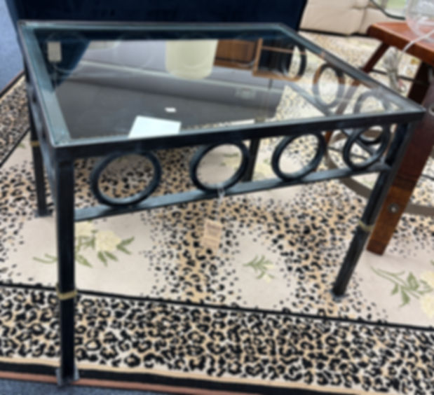 Wrought Iron & Glass Side Table
