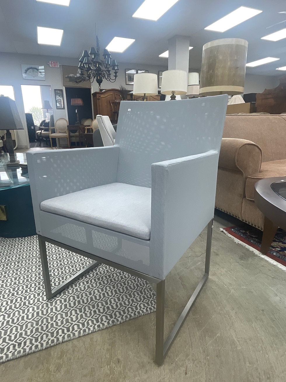 Thumbnail: Crate & Barrel “Dune” Glass Dining Table with 4 “Dune” Grey Chairs