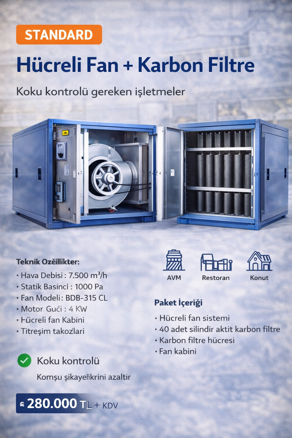 STANDARD – Hücreli Fan + Karbon Filtre