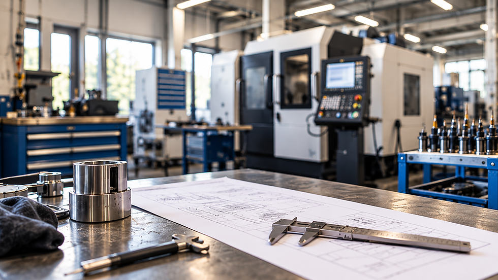 Moderne Werkstatt mit Anlagen