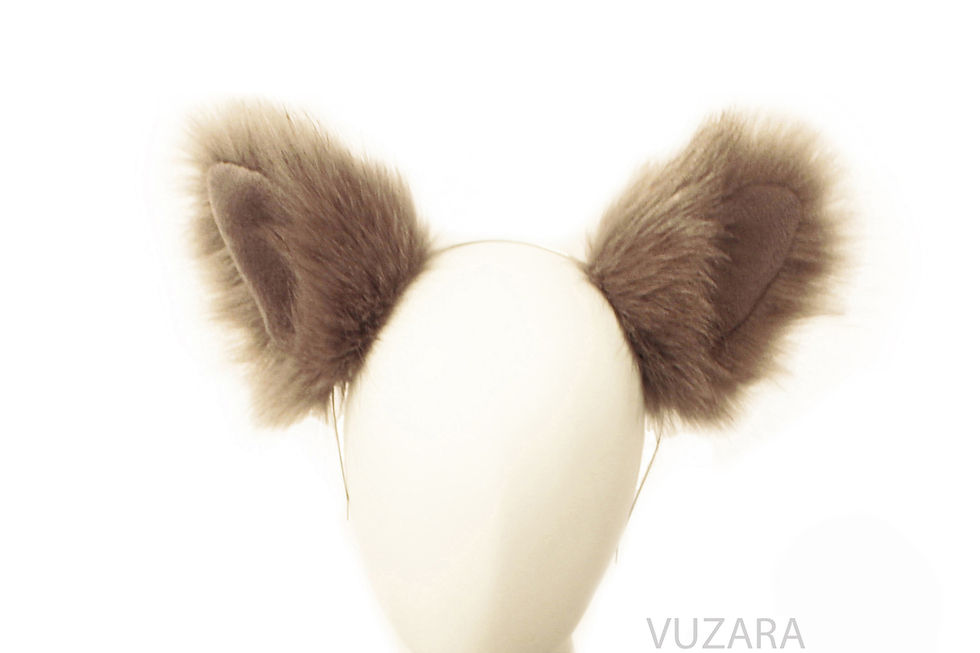 Faux Grey Fox Ears with Grey Interior