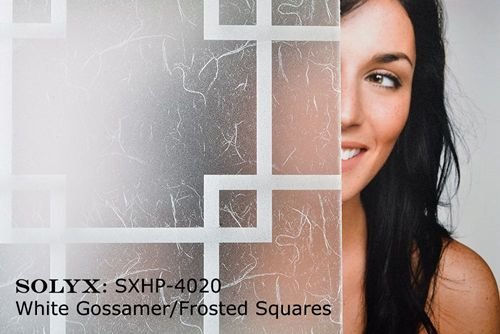 SXHP-4020 White Gossamer / Frosted Squares  36" - Sold by the Foot