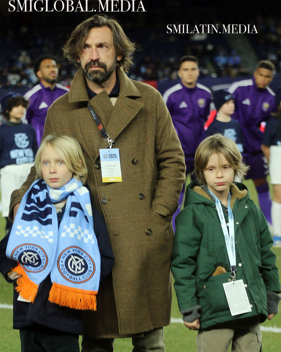 ANDREA PIRLO(GLOBAL ITALIAN-SOCCER ICON) WITH HIS TWIN SONS " LEONARDO & TOMMASO" @2025 NYCFC GAME