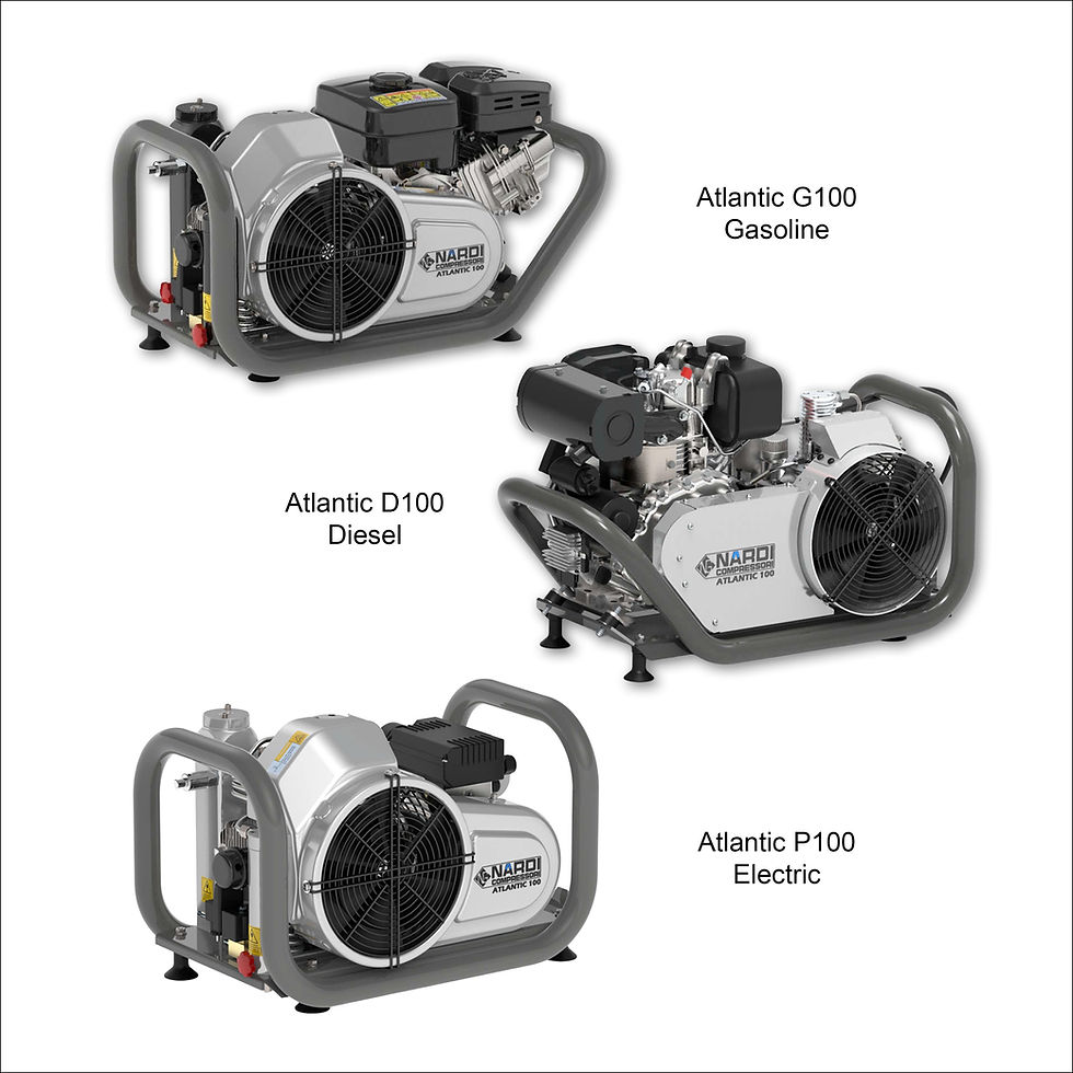 Images of the Atlantic line of high-pressure breathing air compressors
