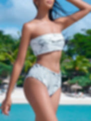 Marble Print High Waisted Bikini Set