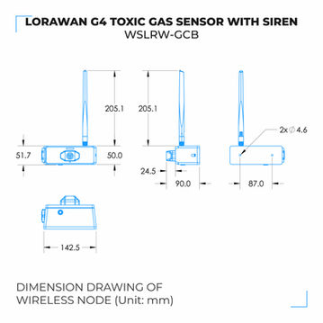 LoRaWAN G4 Toxic Gas Sensor with Siren for Industrial Safety - WSLRW-GCBG4