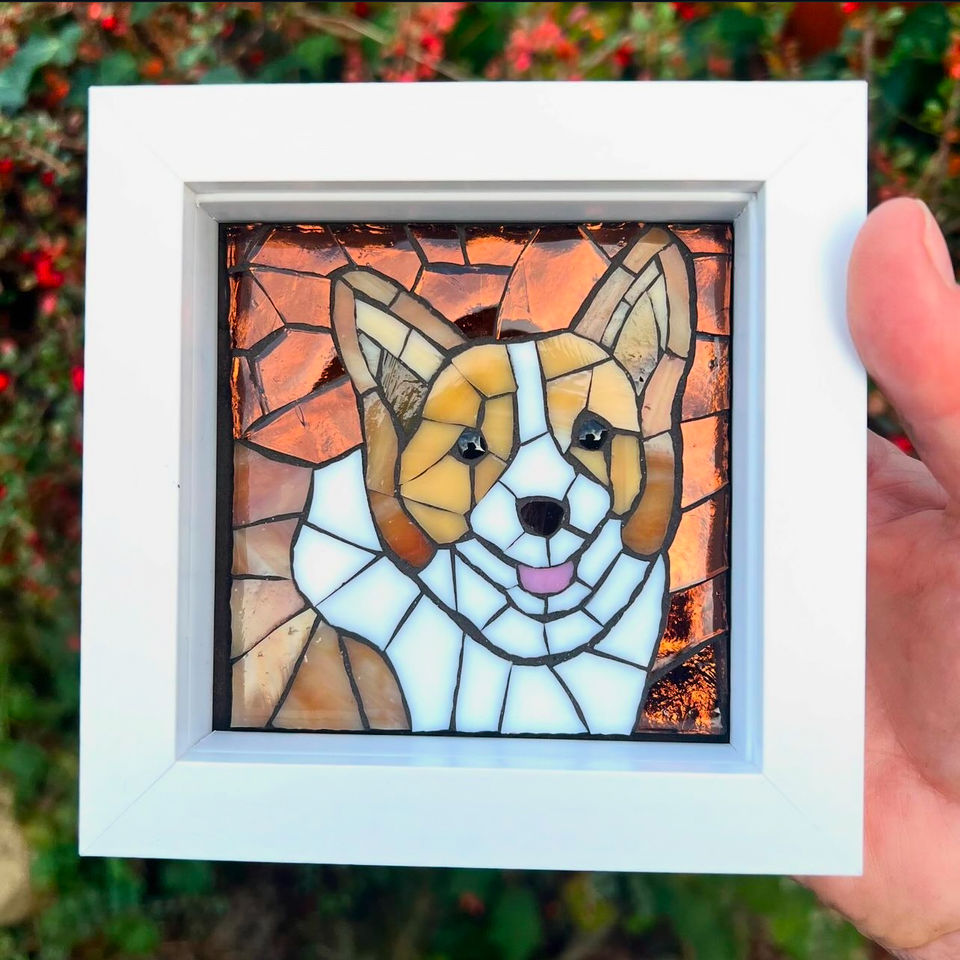 corgi portrait mosaic by Becky Paton 