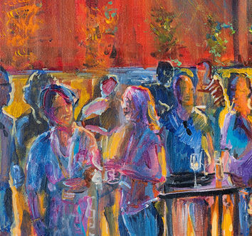 Abstracte mensen business event, schilderij in atelier