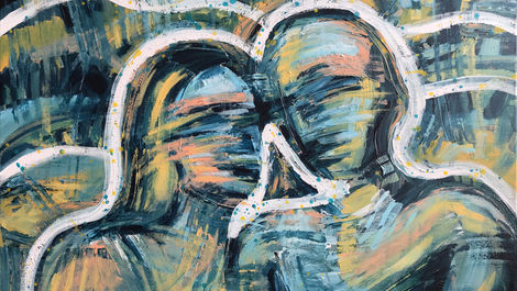 Abstract schilderij van twee geliefden online te koop.