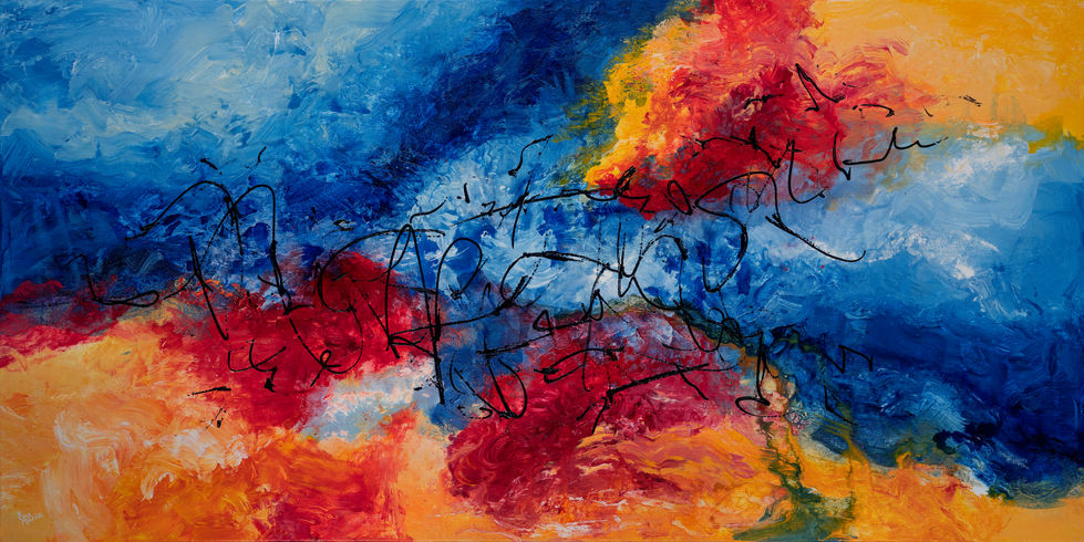 Een abstract schilderij in opdracht.