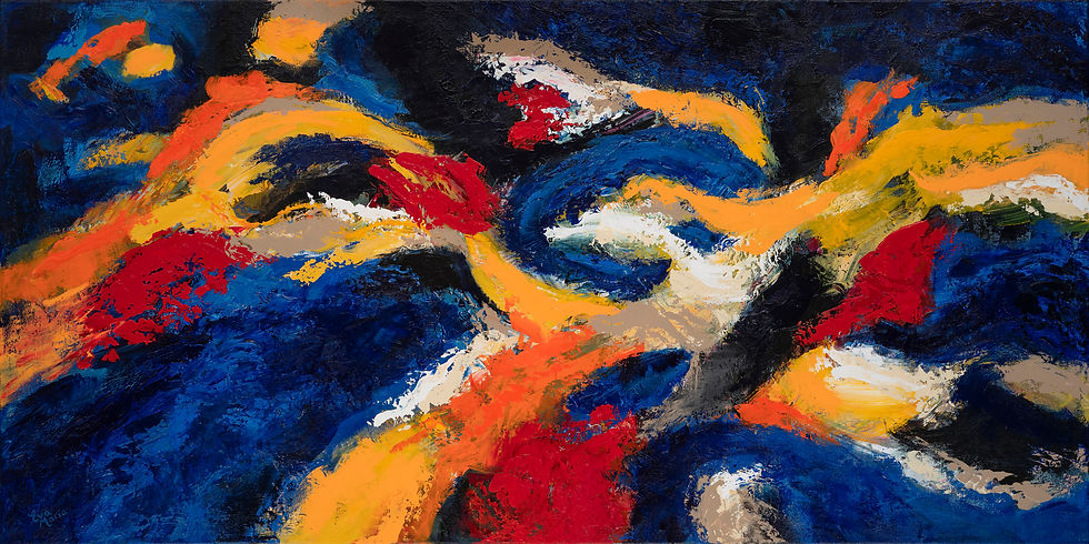 Abstract schilderij met als thema ‘Beweging van de rivier’