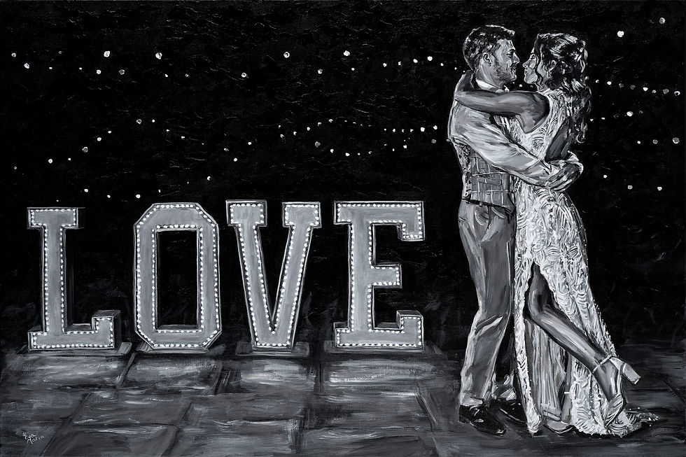 Atelier Zwart-wit Wedding Art Eva Maria | Schilderij ter ere van huwelijk.
