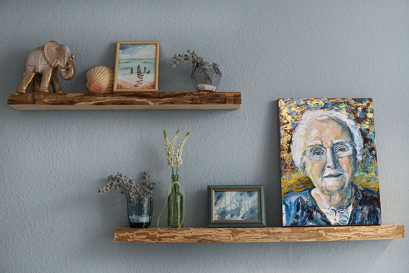 Schilderij Bella herdenkingsportret in interieur