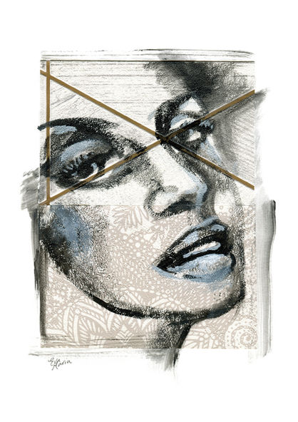 Portret in vrije schilderstijl door Eva van den Hamsvoort.