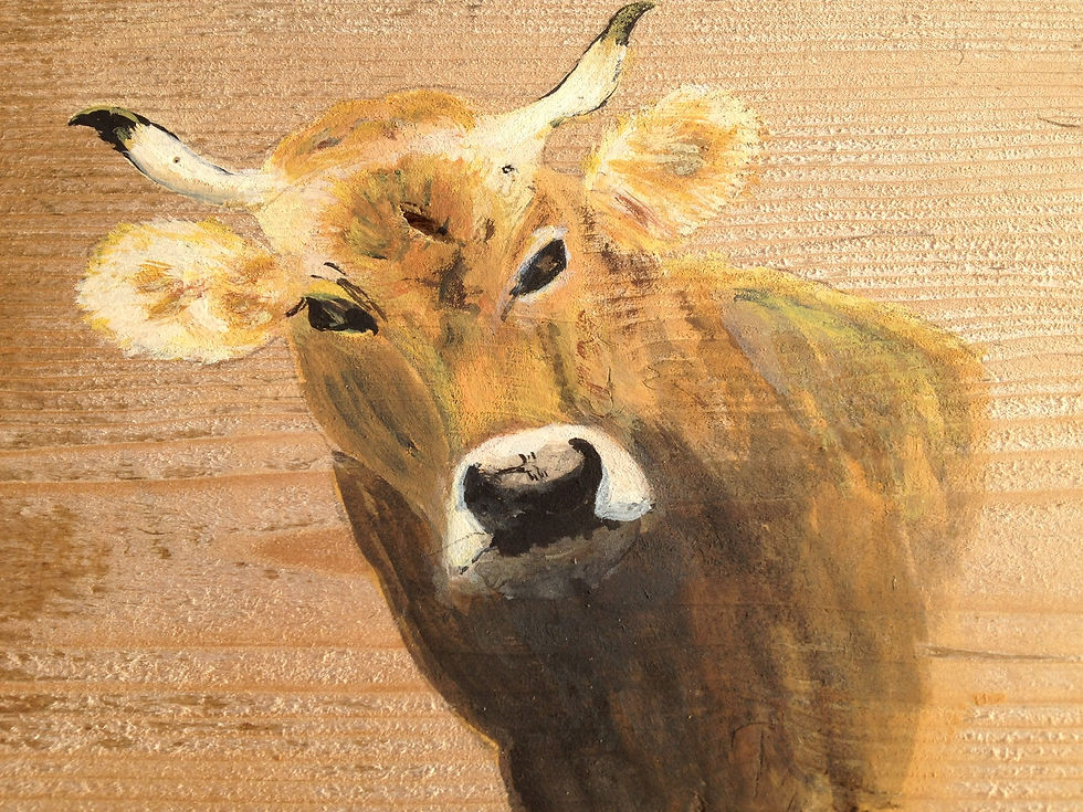 Boîte à fromages - Vache brune des alpes - Peinture sur bois