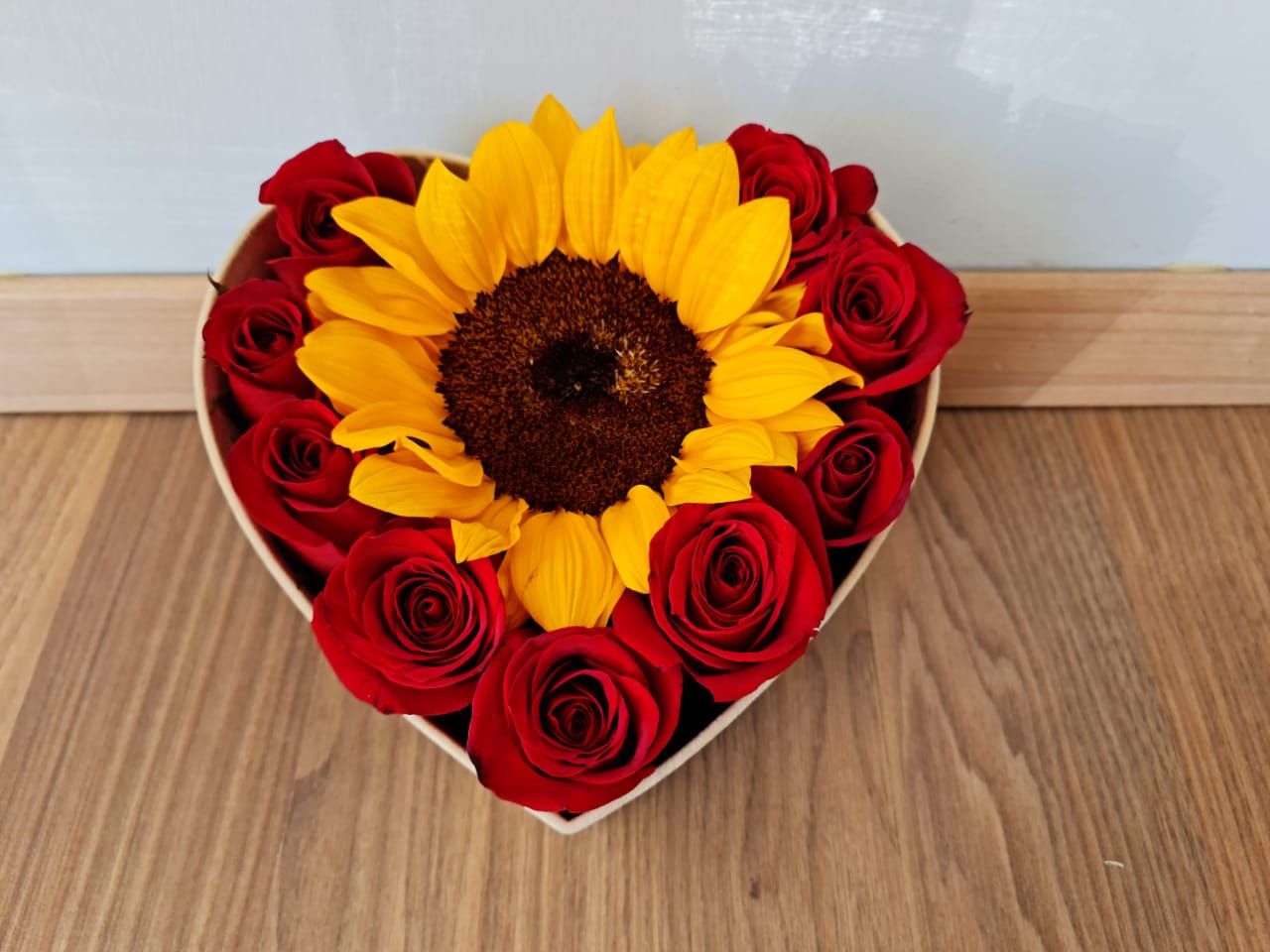 Corazón chico Rosas + Girasol