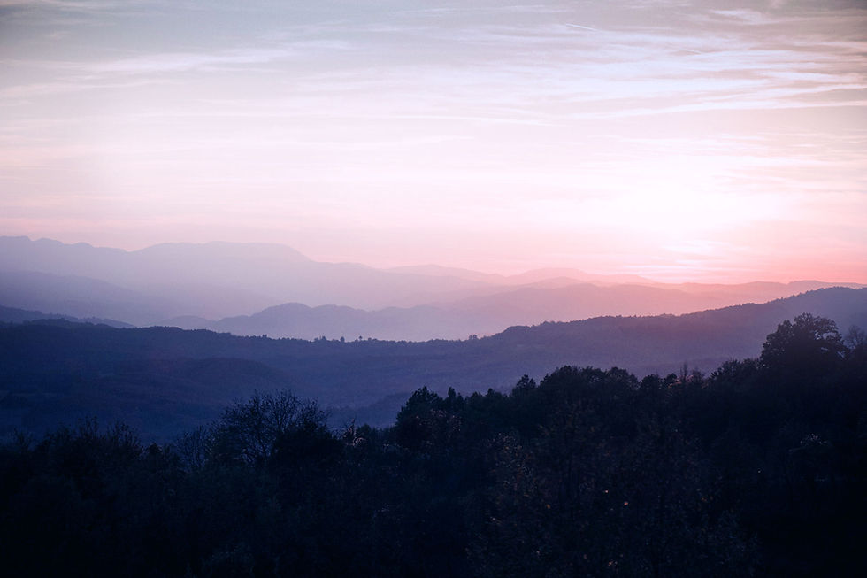 Early morning sunrise in the mountains