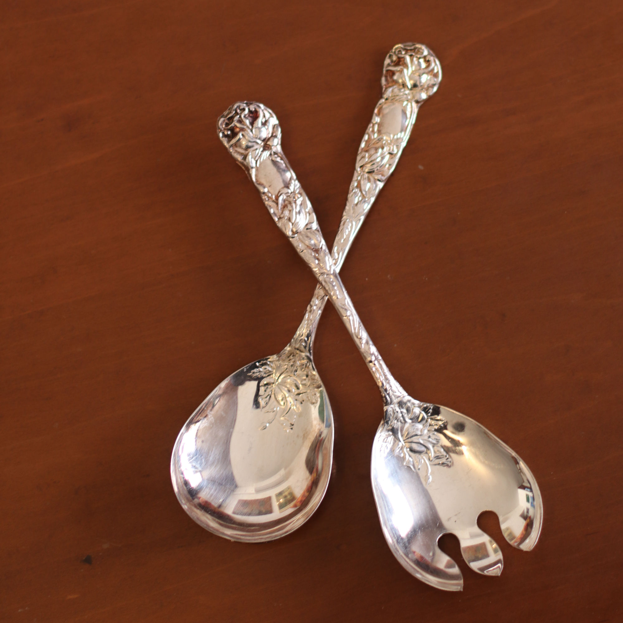 כף ומזלג להגשה בציפוי כסף