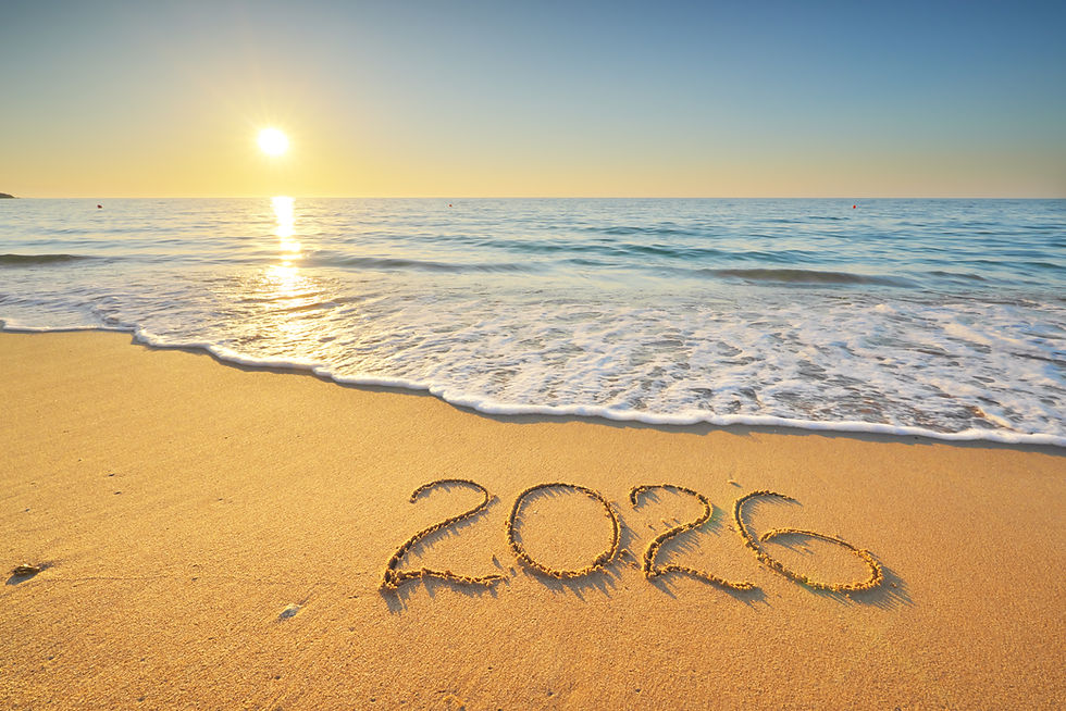 2026 is written in the sand by the beach with an infinite horizon