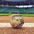 Worn Baseball Close-Up