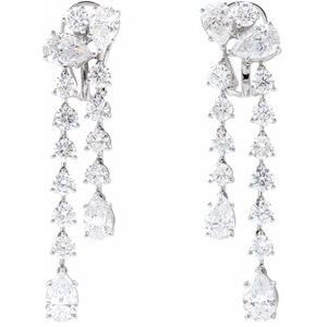 Thumbnail: 14K White 9 1/2 CTW Lab-Grown Diamond Dangle Earrings