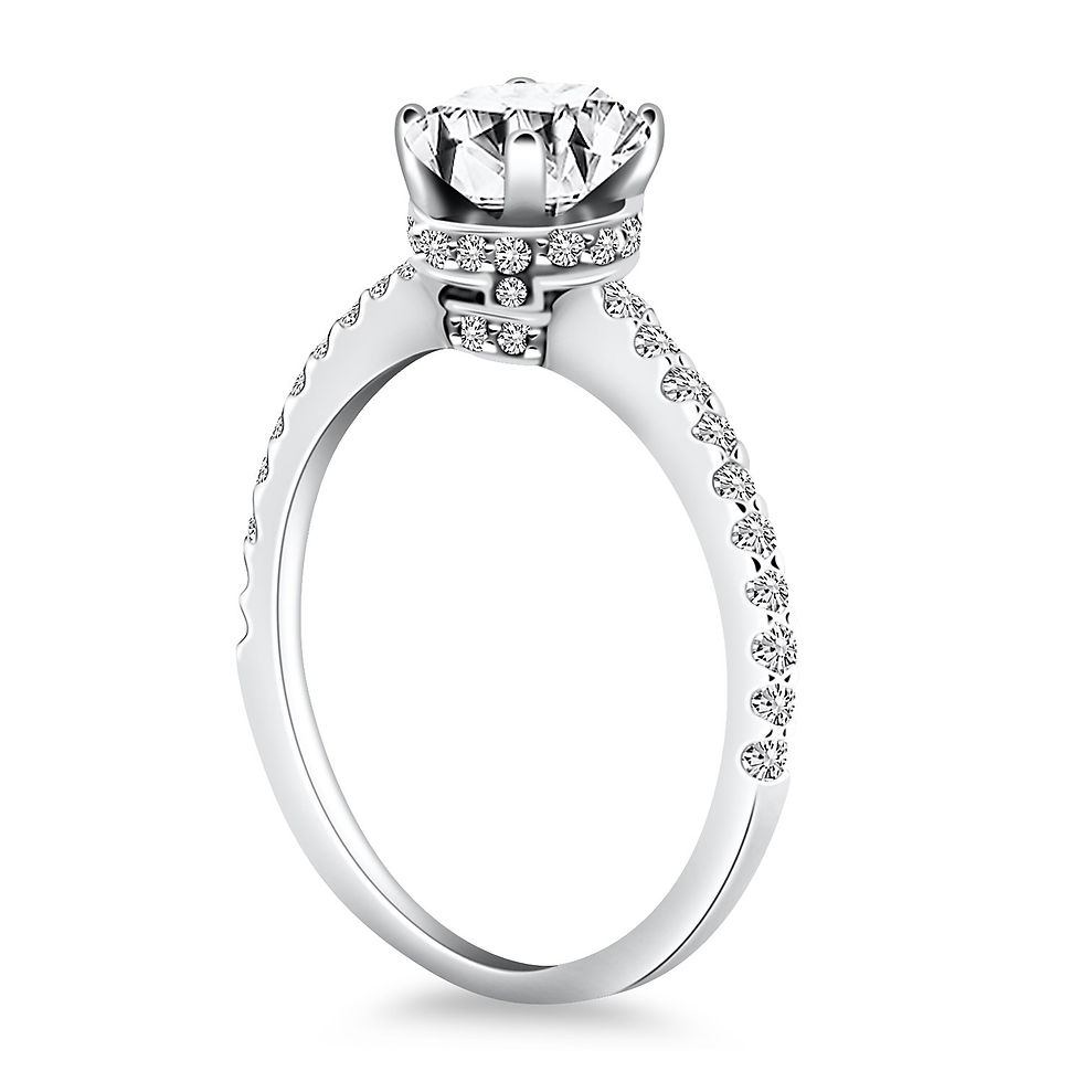 Thumbnail: 14k White Gold Diamond Collar Engagement Ring