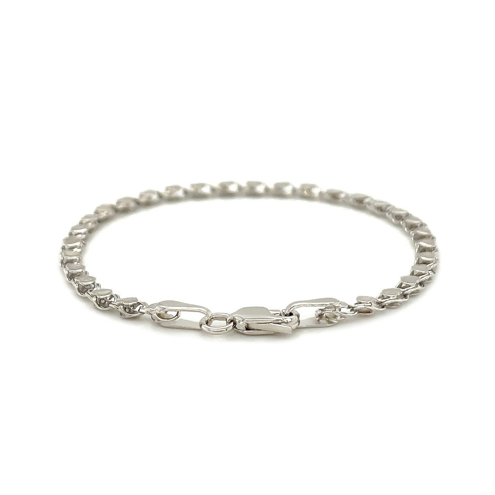 Thumbnail: 2.9mm 14k White Gold Heart Anklet