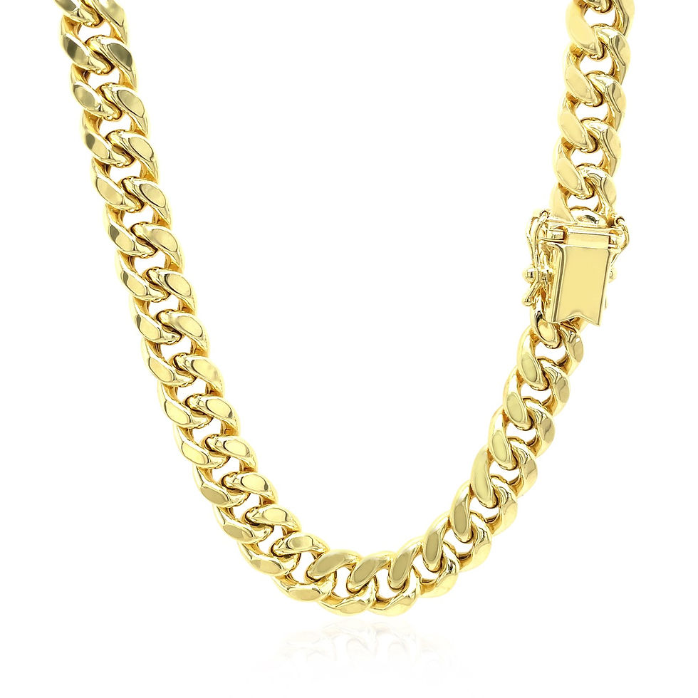 Thumbnail: 7.25mm 10k Yellow Gold Semi Solid Miami Cuban Chain
