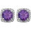 Thumbnail: Round 4-Prong Halo-Style Birthstone Stud Earrings