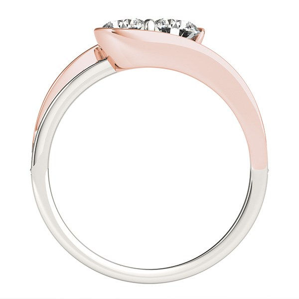 Thumbnail: Two Stone Diamond Ring in 14k White And Rose Gold (3/4 cttw)