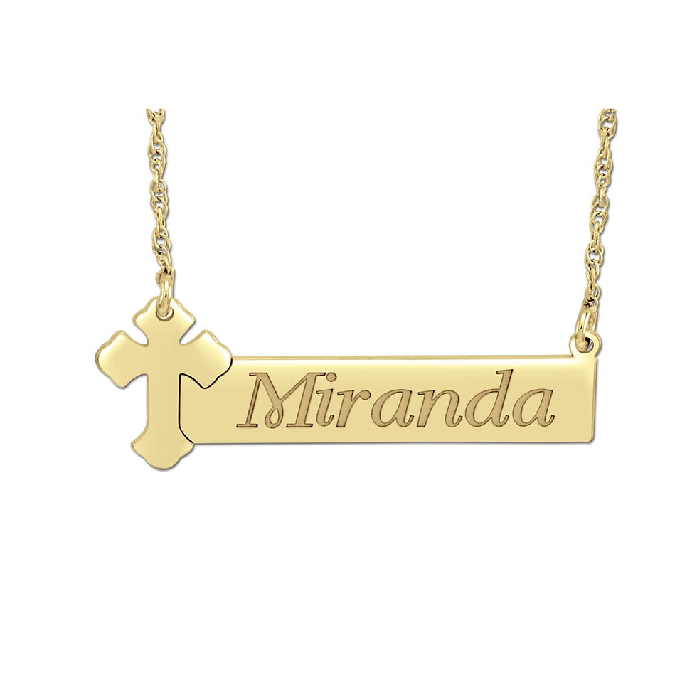 Thumbnail: 37MM X 14MM BAR PENDANT WITH HIGH POLISH CROSS