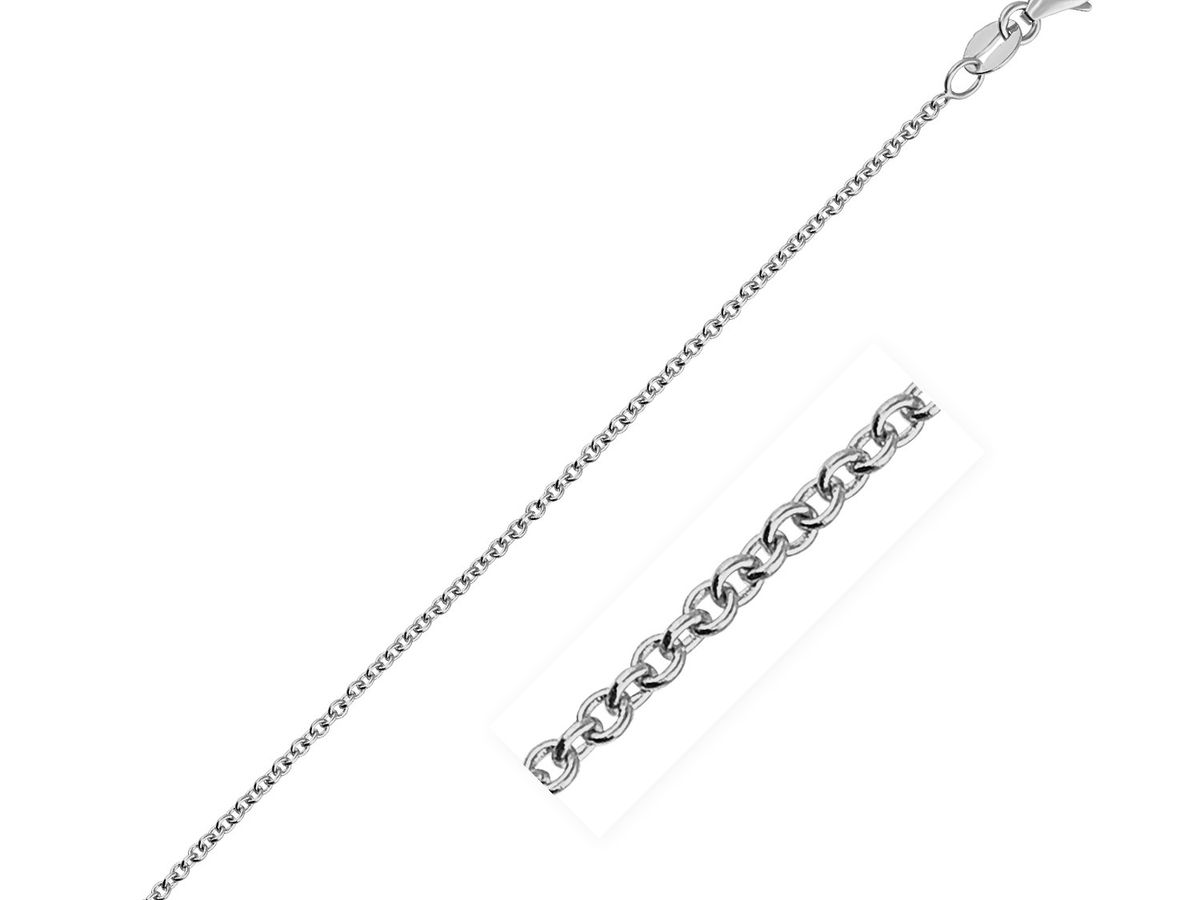 14k White Gold Round Cable Link Chain 1.3mm