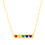 Thumbnail: 14k Yellow Gold Bar Necklace with Rainbow Enamel Hearts