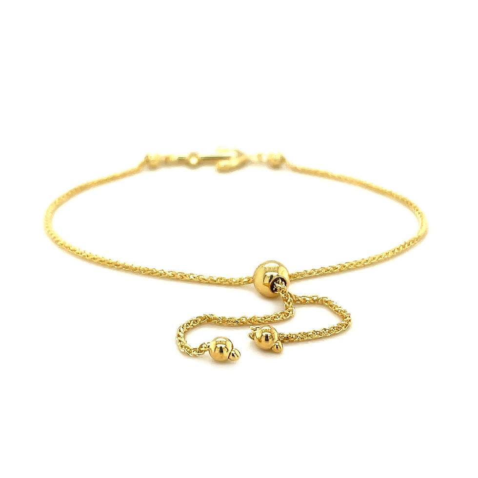 Thumbnail: 14k Yellow Gold Anchor Design Adjustable Lariat Bracelet