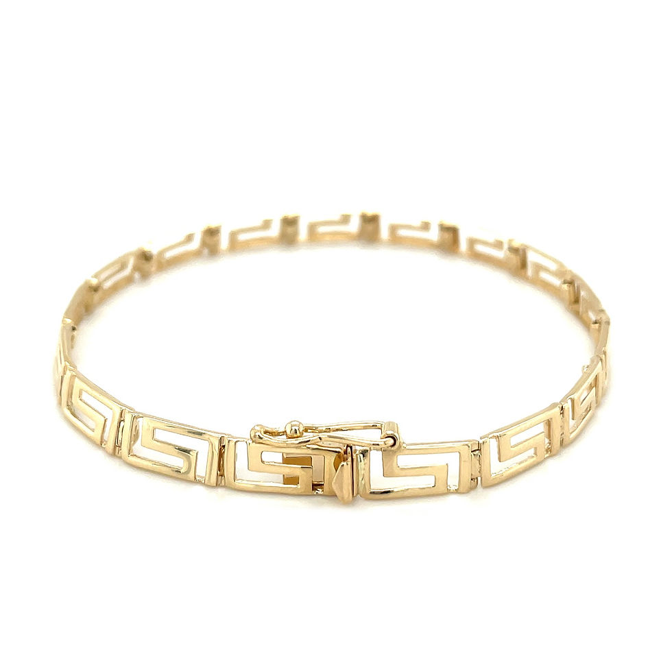 Thumbnail: 14k Yellow Gold Fancy Greek Key Motif Bracelet