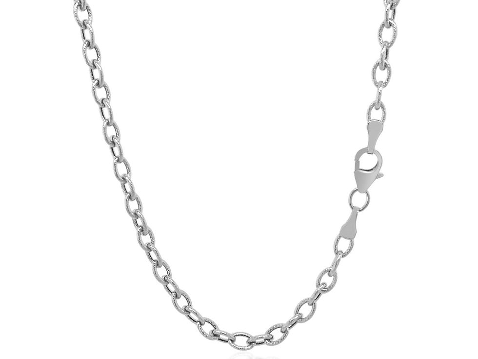 Thumbnail: 3.5mm 14k White Gold Pendant Chain with Textured Links