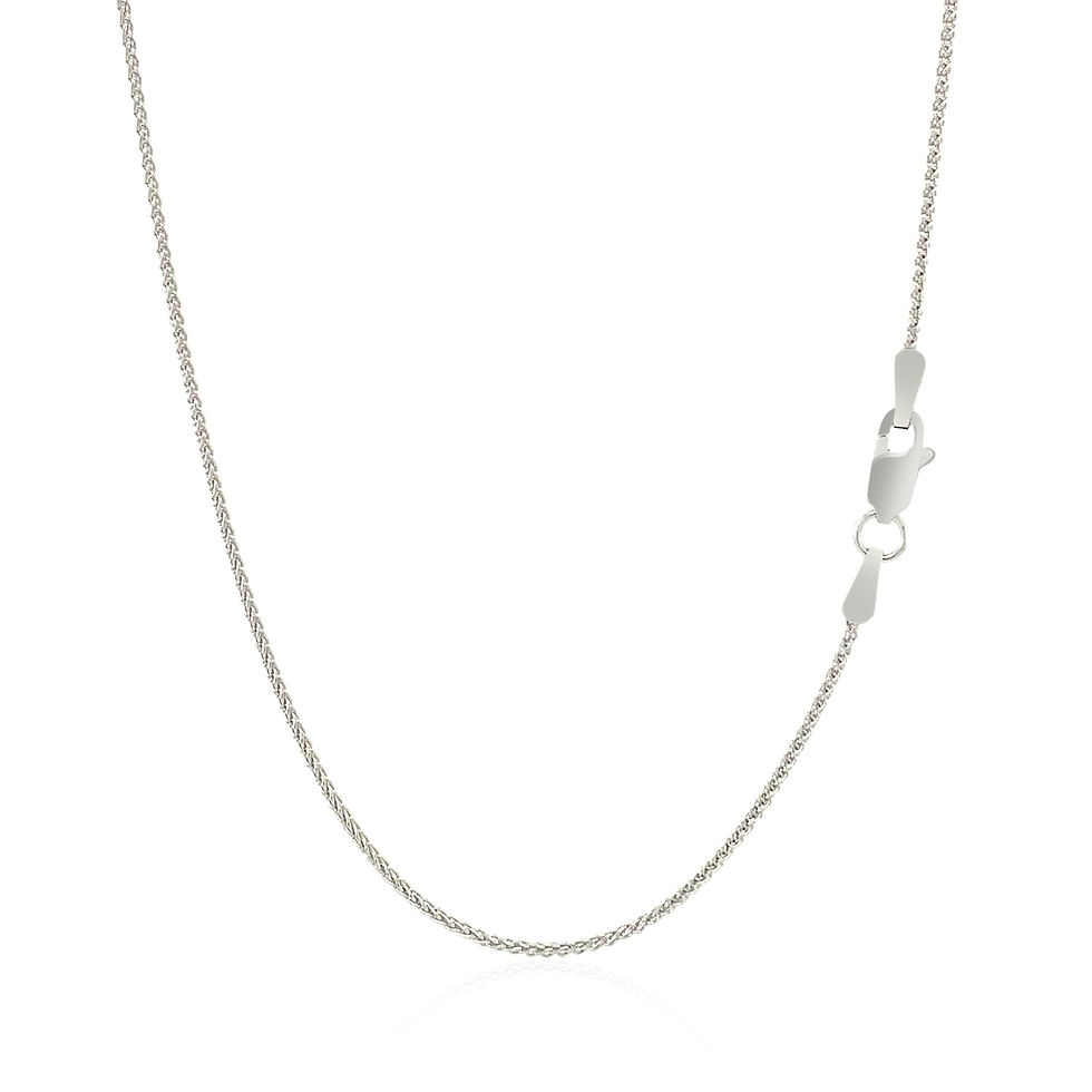 Thumbnail: 14k White Gold Round Wheat Chain 1.0mm