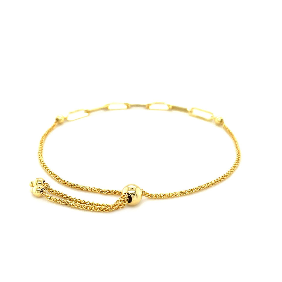 Thumbnail: 14K Yellow Gold Adjustable Bracelet with Paperclip Chain
