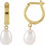 Thumbnail: 14K Yellow Cultured White Freshwater Pearl Hoop Earrings